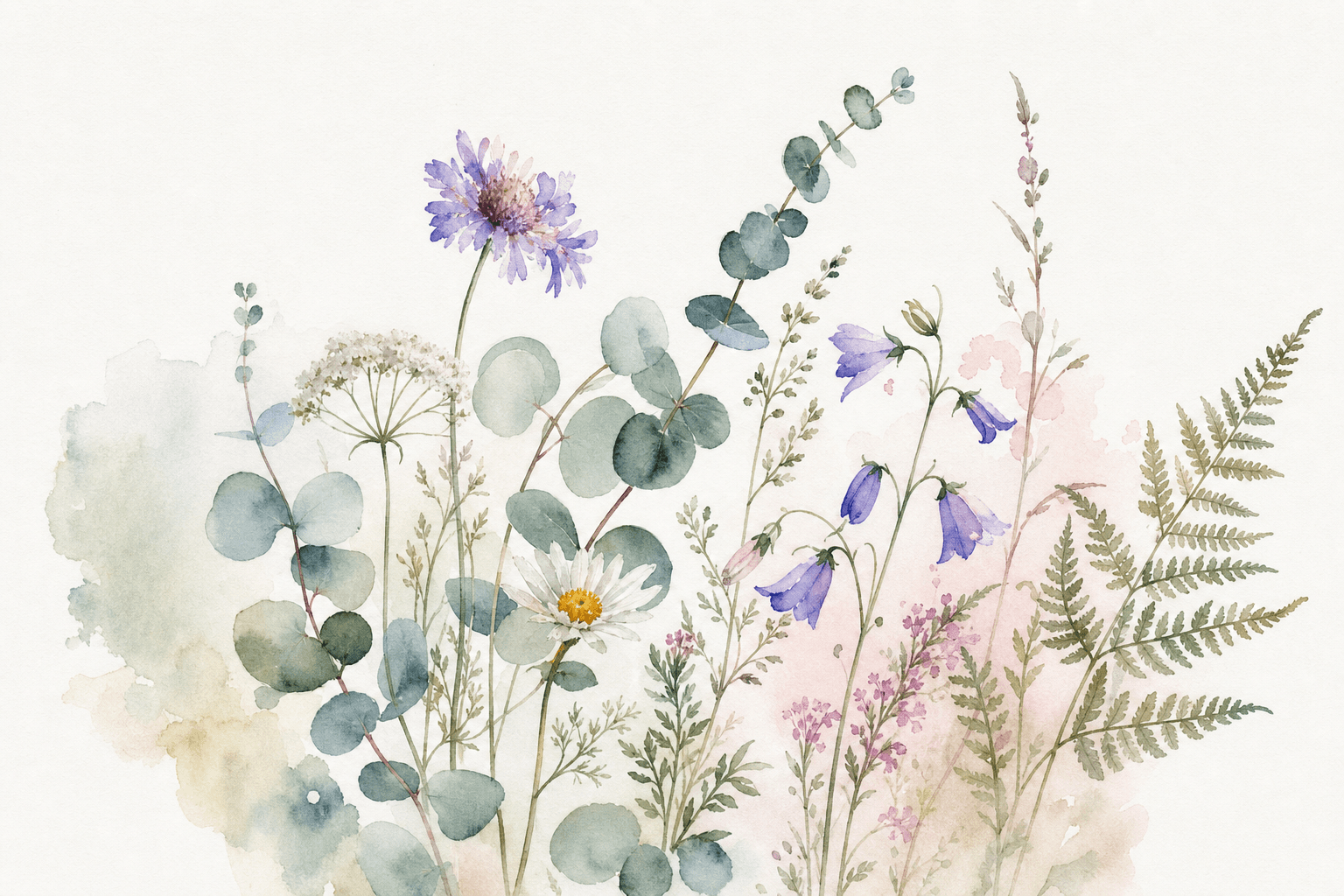 Watercolor wildflower botanical illustration